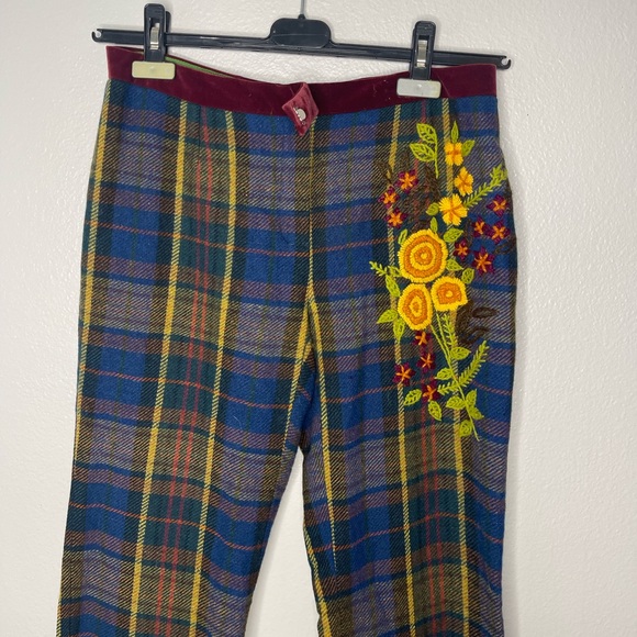 Vintage Plenty Flannel Floral Multi-colored Wool Blend Pants Size Medium - Picture 2 of 13